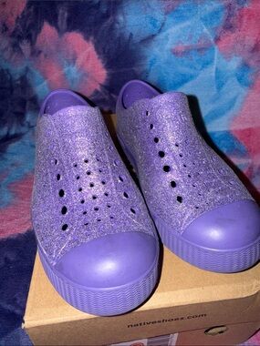 Native Girls purple bling Glitter Slip-On c13